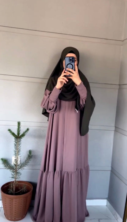 Plum - Front Pleated Abaya the-stylefits