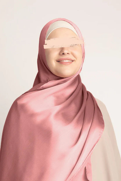 Premium Crinkle Silk Hijab - Pink the-stylefits