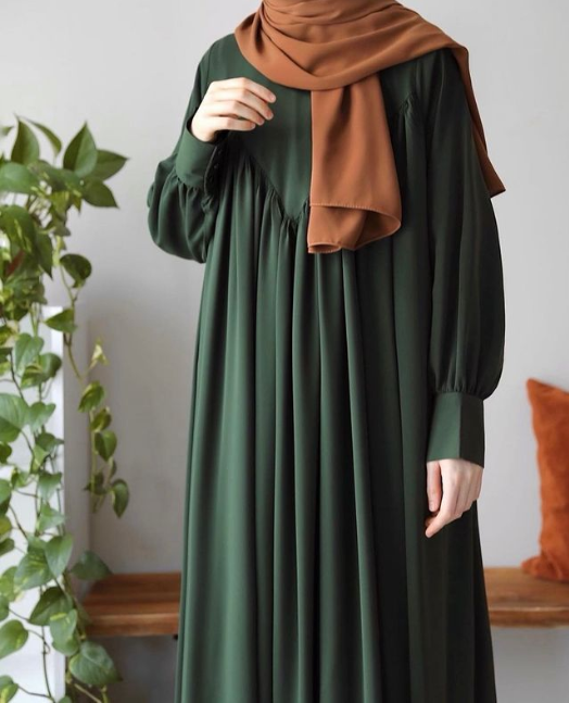 OLIVE - V Pleated Abaya the-stylefits