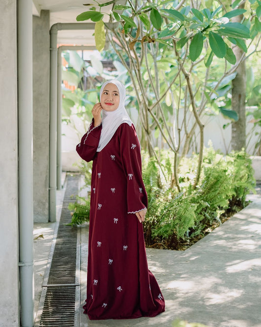 Bow Embroidered Abaya – Elegant Modest Wear for Women