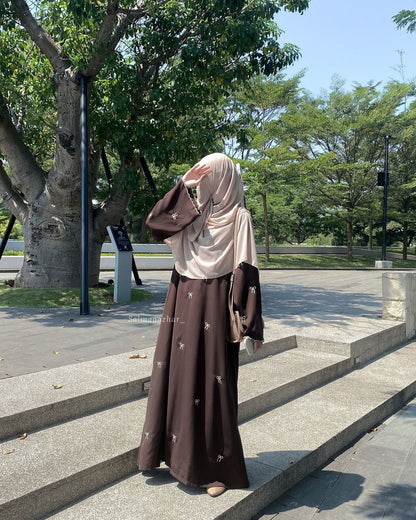 Bow Embroidered Abaya – Elegant Modest Wear for Women the-stylefits