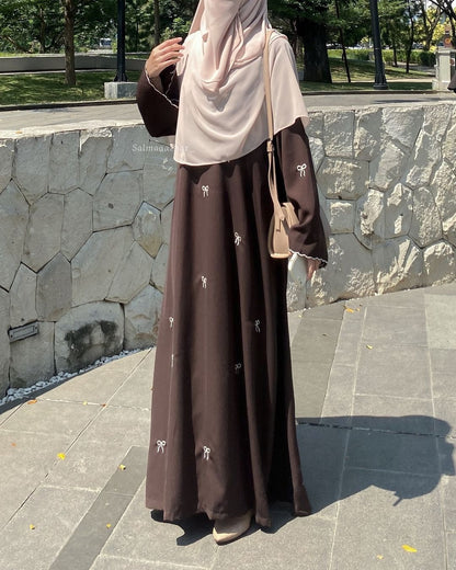 Bow Embroidered Abaya – Elegant Modest Wear for Women the-stylefits