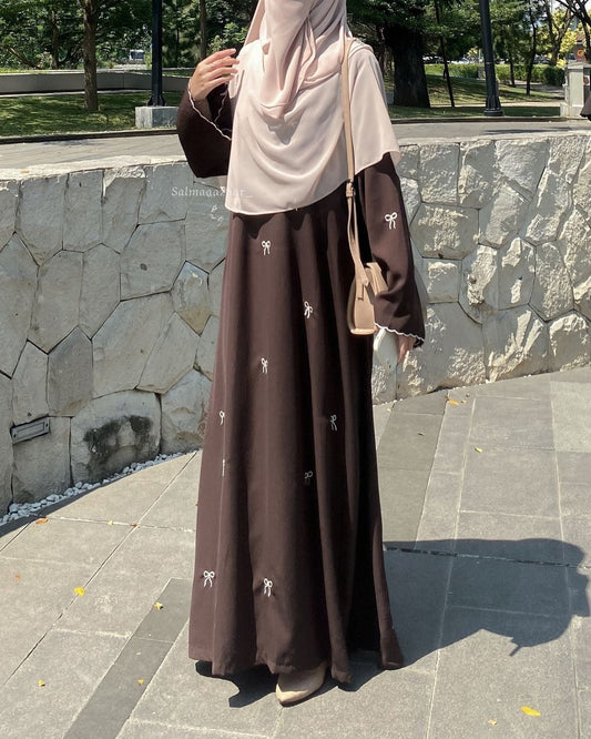 Bow Embroidered Abaya – Elegant Modest Wear for Women