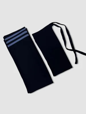 Navy Blue Premium Abaya with Elegant Cuff Stripes – Gulf Modest Wear hajabianspk