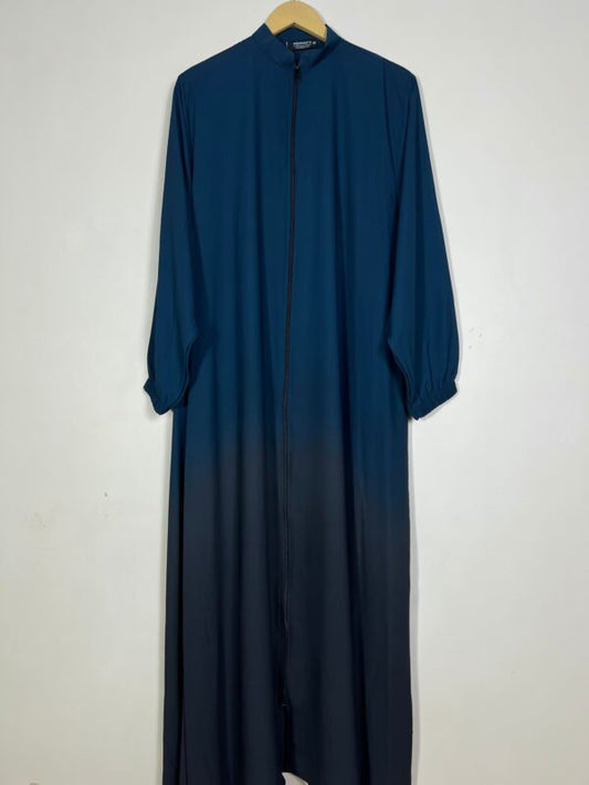 Elegant Ombre Zipper Abaya – Front Closed | Modest Wear for Gulf Women