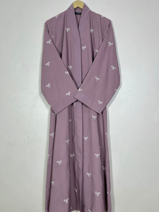 Elegant Mauve Embroidered Abaya – Lightweight Modest Wear for Women | UAE & KSA Fashion