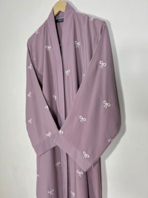 Elegant Mauve Embroidered Abaya – Lightweight Modest Wear for Women | UAE & KSA Fashion