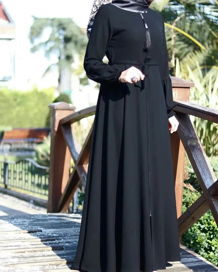 Classic Black Belted Abaya – Elegant Everyday Modestwear SixtyOneShop