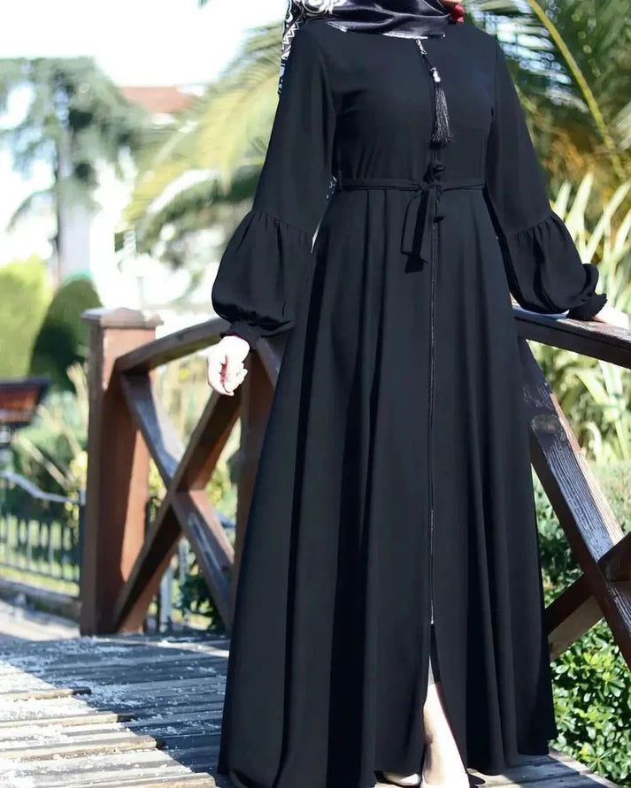 Classic Black Belted Abaya – Elegant Everyday Modestwear SixtyOneShop