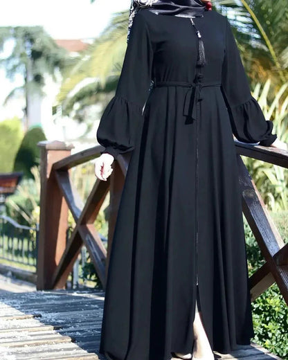 Classic Black Belted Abaya – Elegant Everyday Modestwear SixtyOneShop