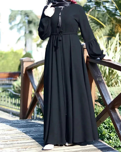 Classic Black Belted Abaya – Elegant Everyday Modestwear SixtyOneShop