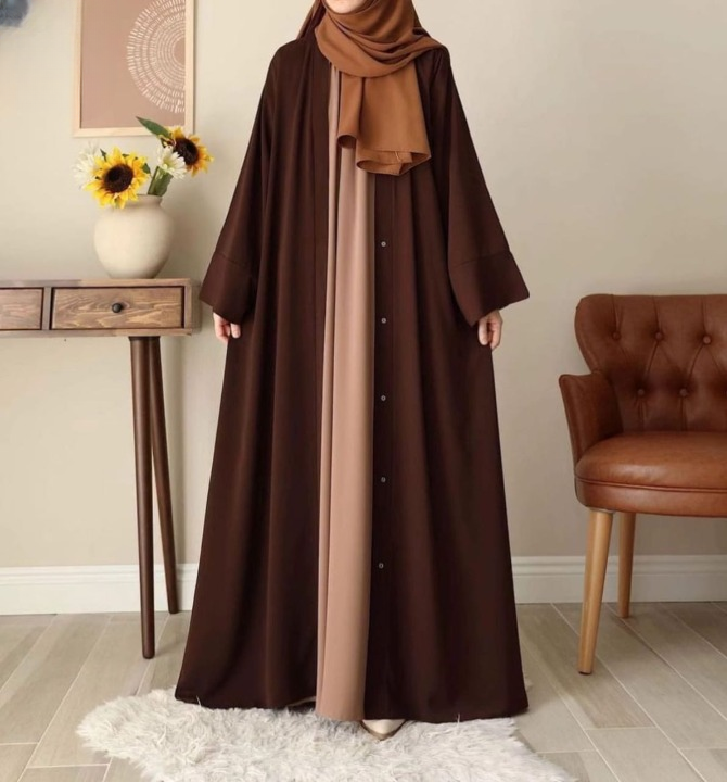 Chocolaty Abaya with Inner & Stoller | Elegant Nida Fabric Abaya