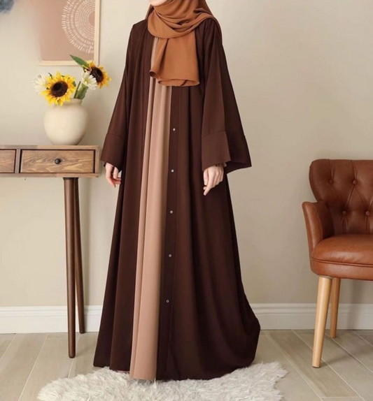 Chocolaty Abaya with Inner & Stoller | Elegant Nida Fabric Abaya