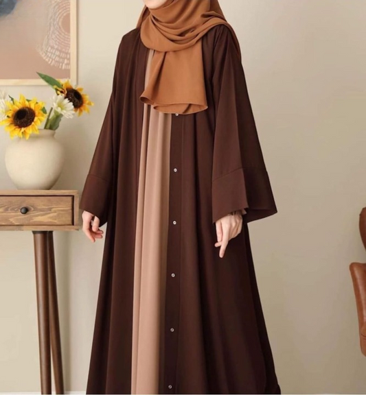 Chocolaty Abaya with Inner & Stoller | Elegant Nida Fabric Abaya