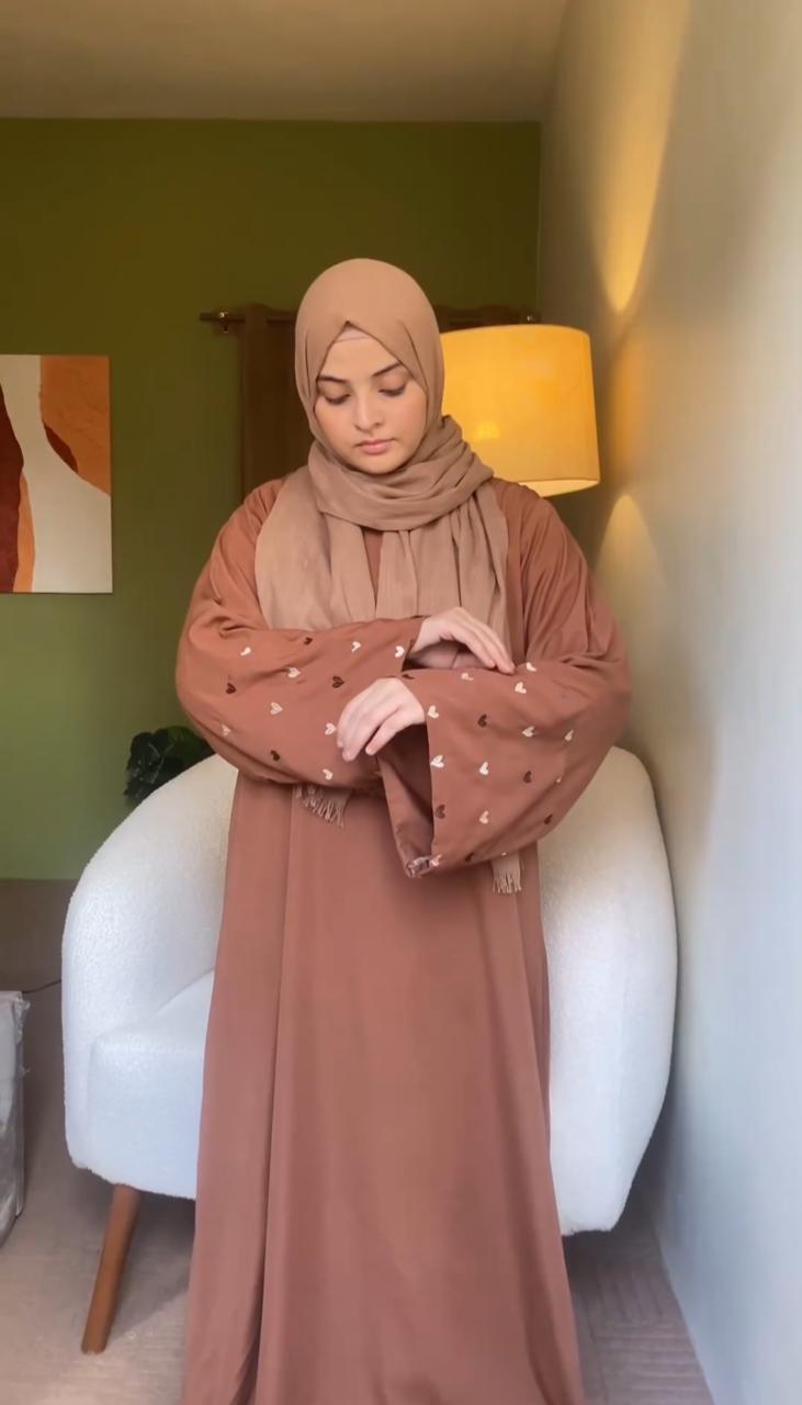DAISY - Heart Embroidered Abaya the-stylefits