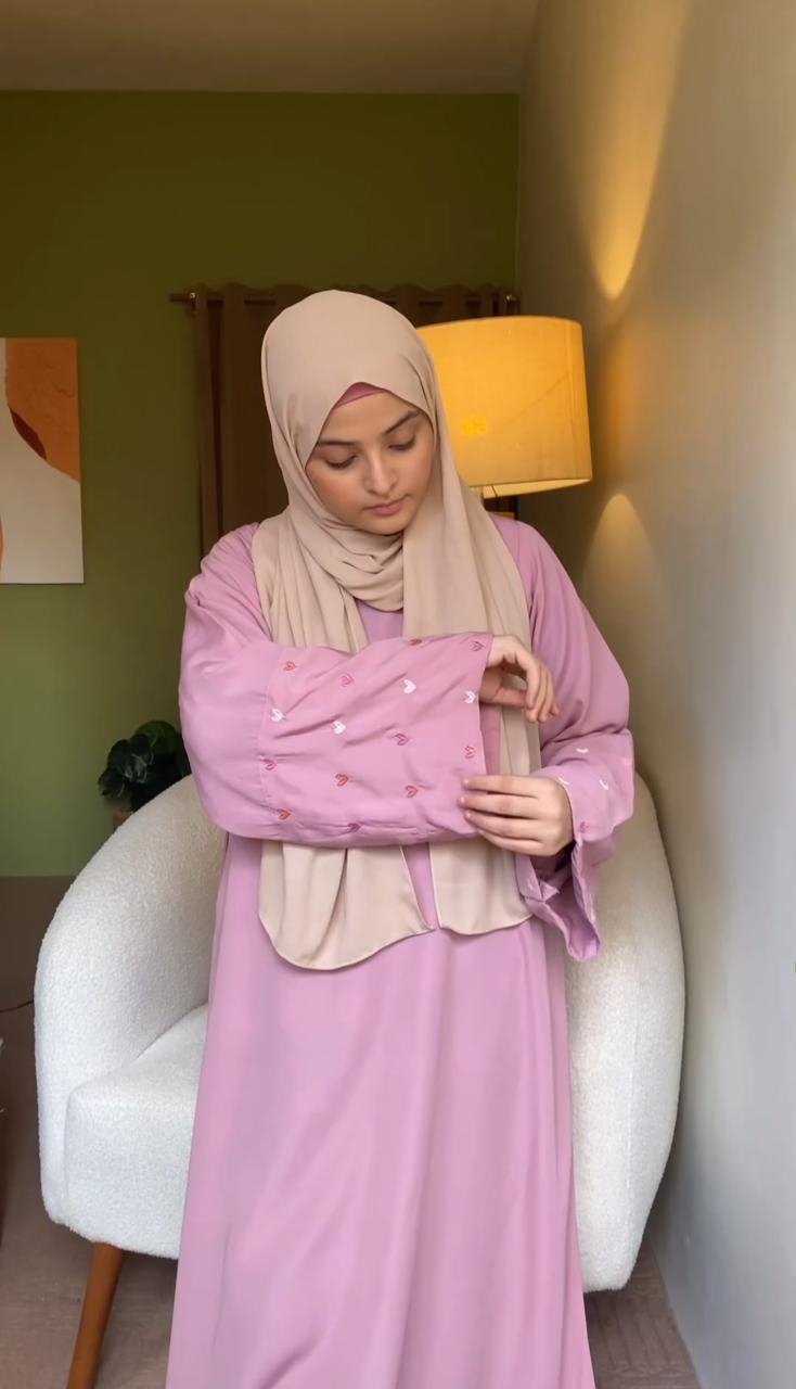DAISY - Heart Embroidered Abaya the-stylefits