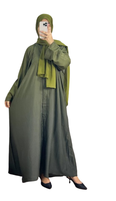 Dual Tone Abaya Dress with Matching Hijab – Elegant Loose-Fit Khimar Style | Modest Fashion UAE & KSA