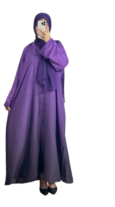 Dual Tone Abaya Dress with Matching Hijab – Elegant Loose-Fit Khimar Style | Modest Fashion UAE & KSA