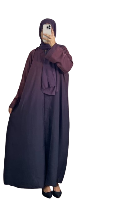 Dual Tone Abaya Dress with Matching Hijab – Elegant Loose-Fit Khimar Style | Modest Fashion UAE & KSA