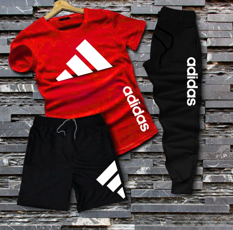 Kids 3-Piece Adidas-Inspired Set – T-Shirt, Shorts & Joggers | Casual Sportswear