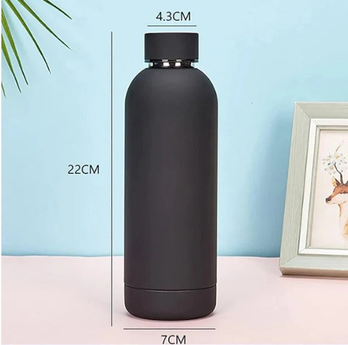 Black Stainless Steel Insulated Water Bottle – 500ml | Leak-Proof, Travel-Friendly, Hot & Cold Flask