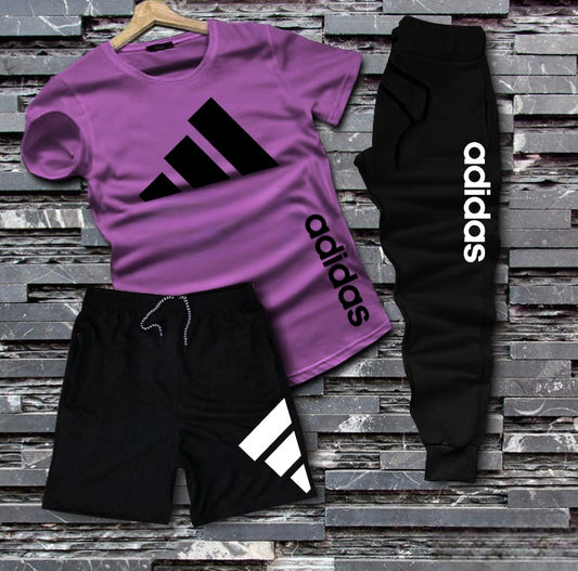 Kids 3-Piece Adidas-Inspired Set – T-Shirt, Shorts & Joggers | Casual Sportswear