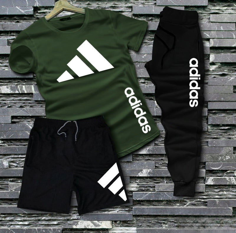 Kids 3-Piece Adidas-Inspired Set – T-Shirt, Shorts & Joggers | Casual Sportswear