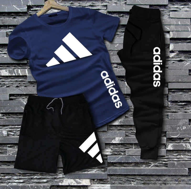 Kids 3-Piece Adidas-Inspired Set – T-Shirt, Shorts & Joggers | Casual Sportswear