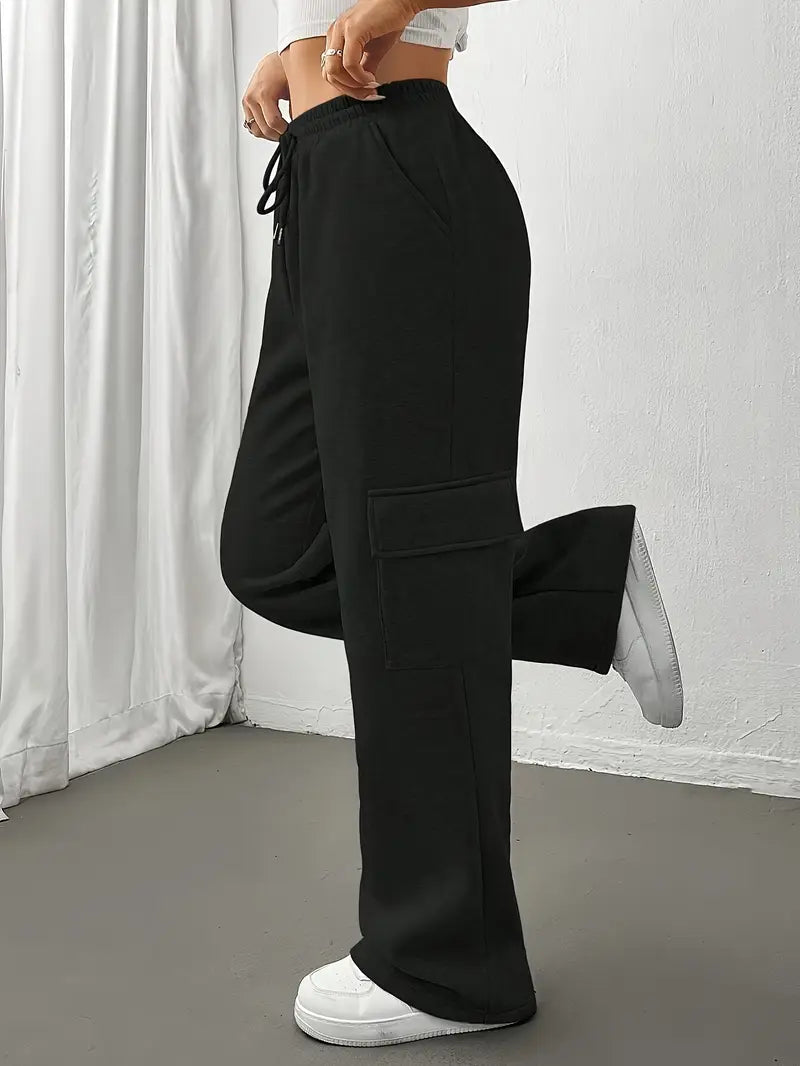Double Pocket Cargo Trousers - Black