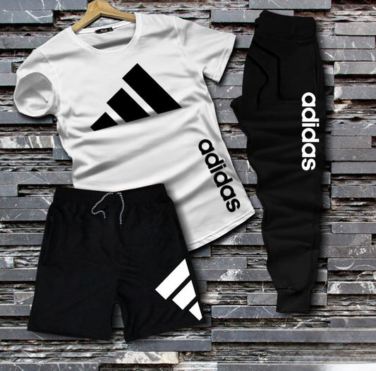 Kids 3-Piece Adidas-Inspired Set – T-Shirt, Shorts & Joggers | Casual Sportswear