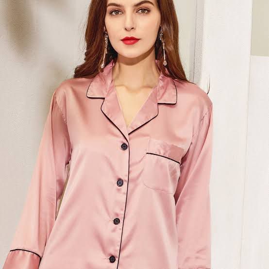 Silky Nights Premium Imported Silk Pyjama Set – 2-Piece Shirt & Trouser | Free Size | Made in Turkey SixtyOneShop