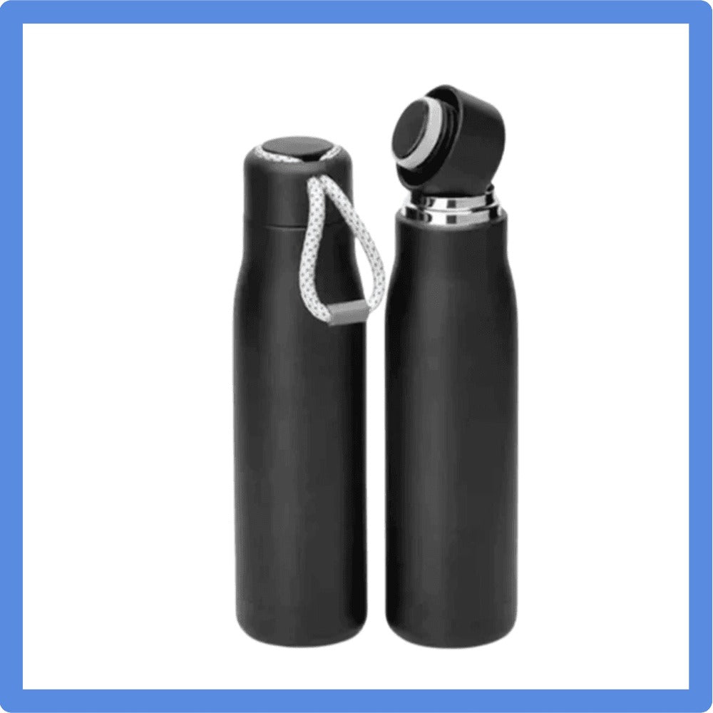 Premium Insulated Stainless Steel Water Bottle – 500ml | Leak-Proof with Carry Strap | Hot & Cold Magnetic Lid Flask
