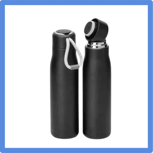 Premium Insulated Stainless Steel Water Bottle – 500ml | Leak-Proof with Carry Strap | Hot & Cold Magnetic Lid Flask