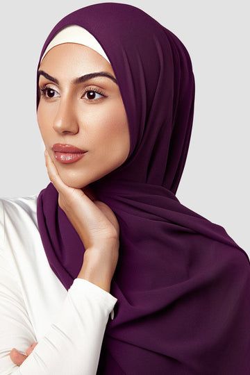 Instant hijab - Hijab + Attached Cap - Dark Purple the-stylefits