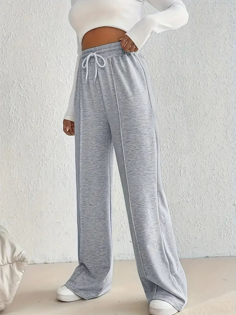High-Waist Seam Front Wide-Leg Lounge Pants the-stylefits