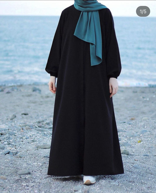Front half Zipper Style BLISS- Black abaya