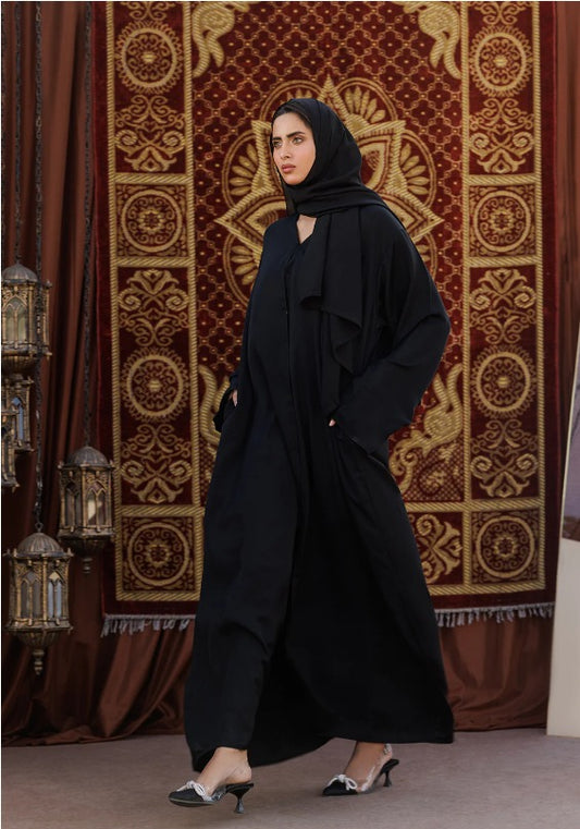 Classic Black Abaya with Flowing Silhouette