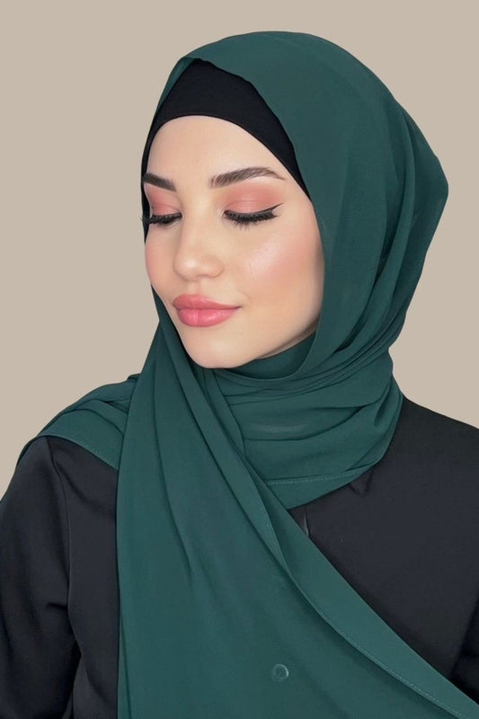 Instant hijab - Hijab + Attached Cap - Deep Green the-stylefits