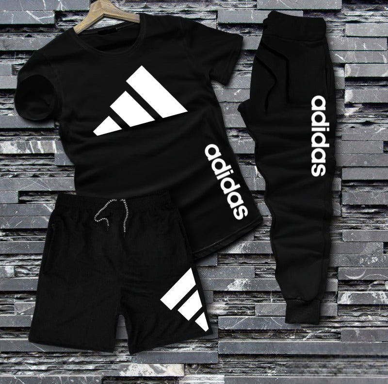 Kids 3-Piece Adidas-Inspired Set – T-Shirt, Shorts & Joggers | Casual Sportswear