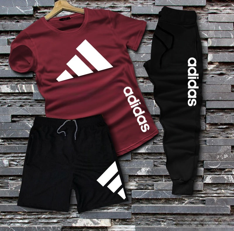Kids 3-Piece Adidas-Inspired Set – T-Shirt, Shorts & Joggers | Casual Sportswear