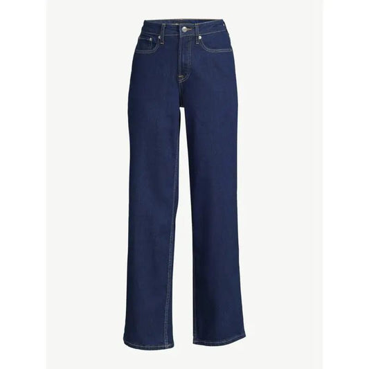 Classic High-Waisted Wide-Leg Jeans – Deep Indigo