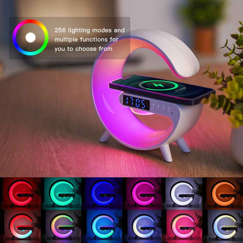 GalaxyGlow™ 4-in-1 Smart Clock – Wireless Charger + Bluetooth Speaker + RGB Lamp