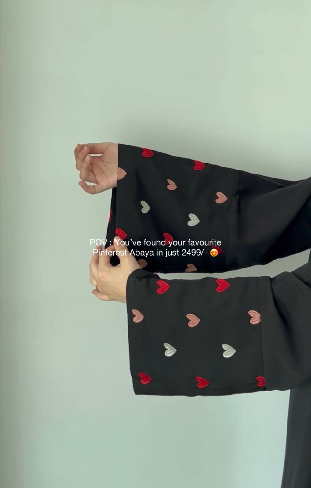 Heart Embroidered Abaya the-stylefits