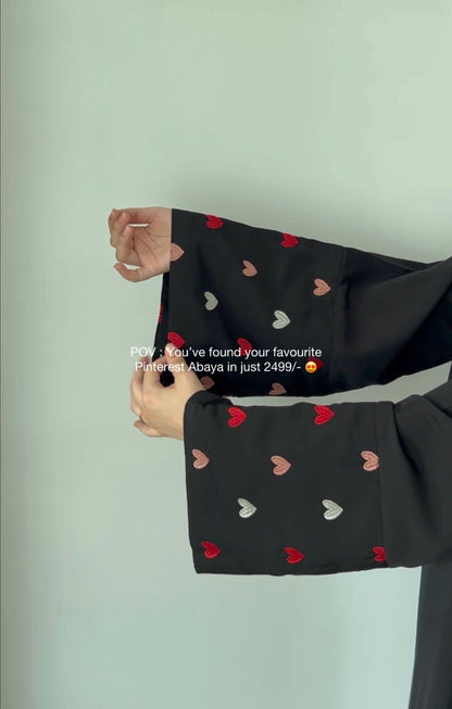Heart Embroidered Abaya the-stylefits