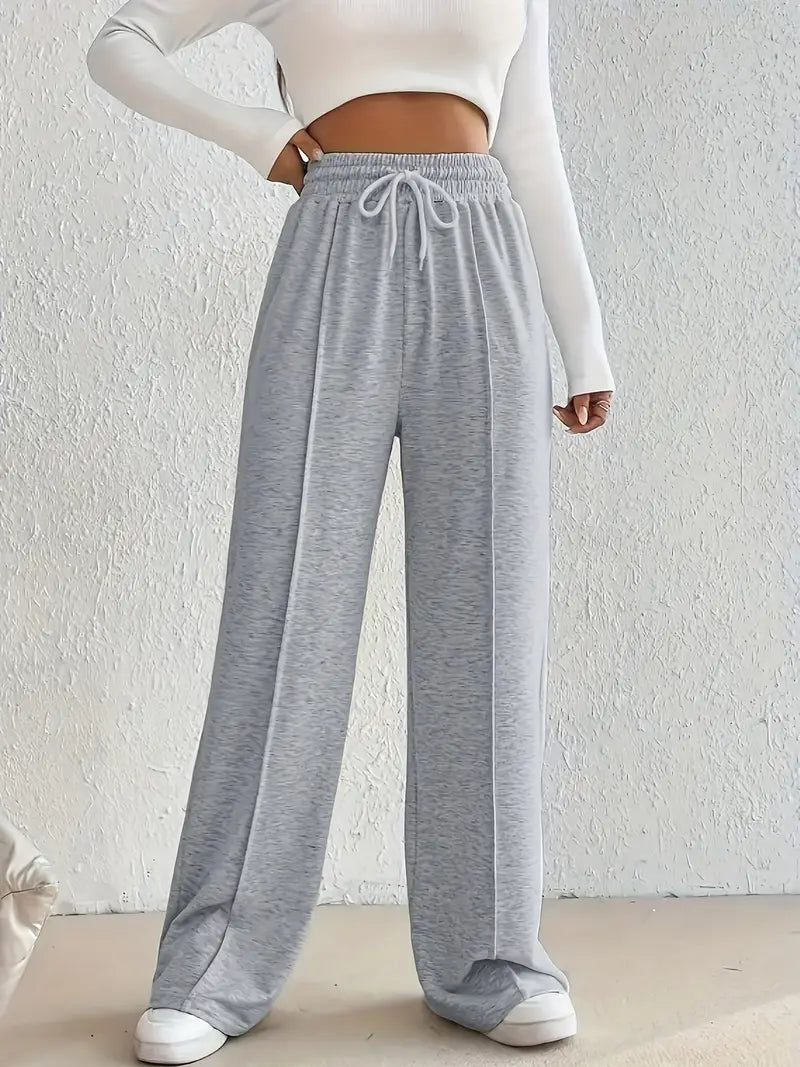 High-Waist Seam Front Wide-Leg Lounge Pants the-stylefits
