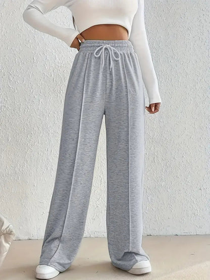 High-Waist Seam Front Wide-Leg Lounge Pants the-stylefits
