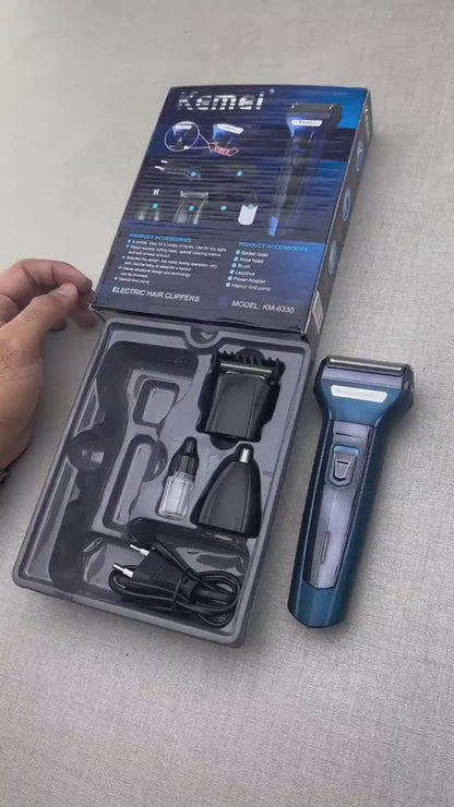 3-in-1 Electric Shaver & Grooming Kit – USB Rechargeable | Kemei KM Series