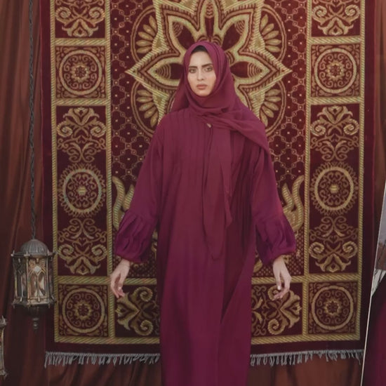 Modest abaya for women paired with hijab for gatherings
